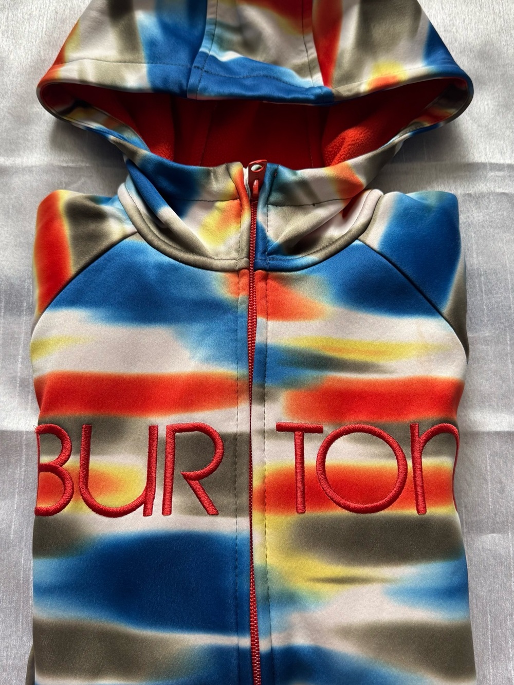 Burton WB Peak Multi Color Tie Dye Full Zip Performance Fleece Hoodie Jacket S